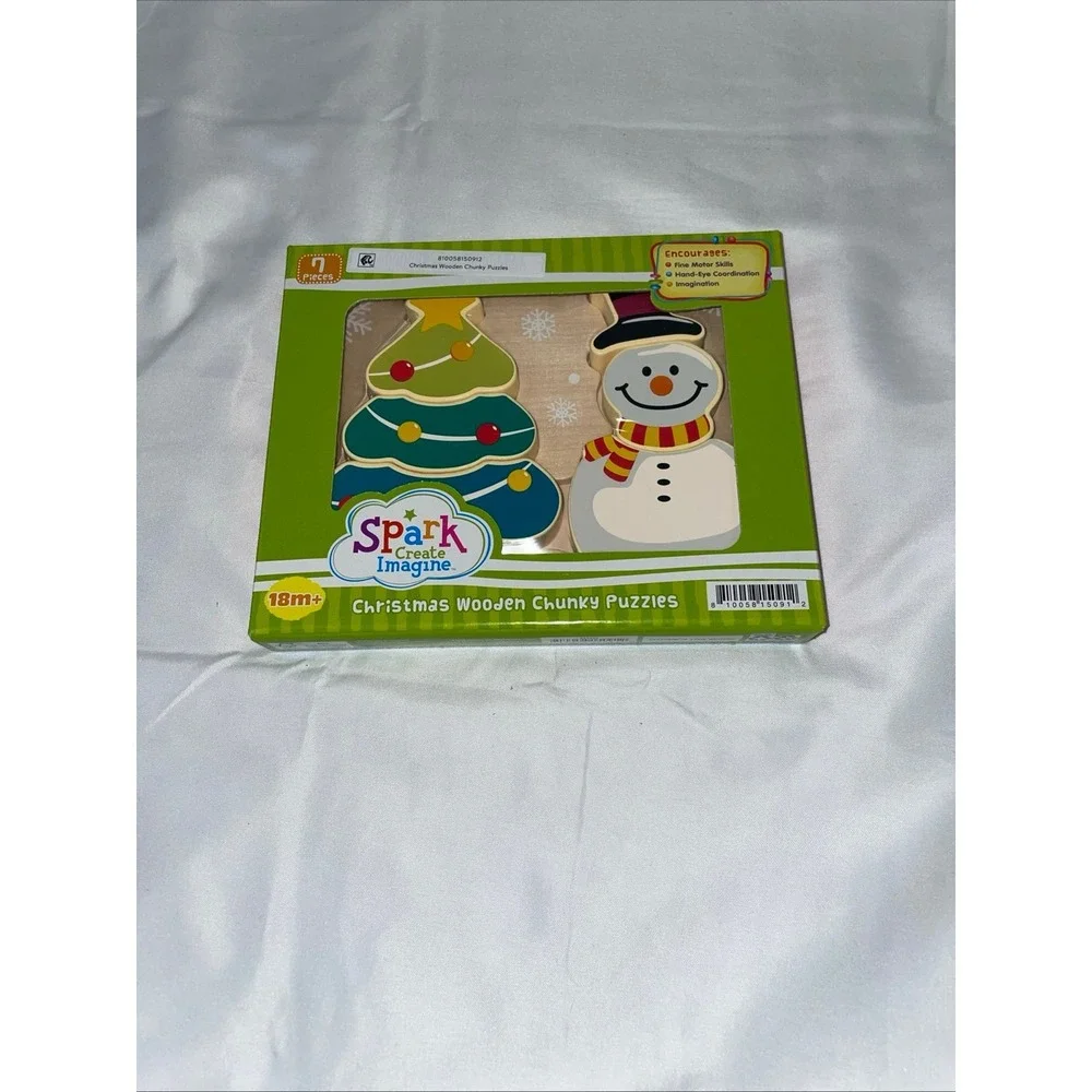 Spark Create Imagine Christmas Wooden Chunky Puzzles 7 Piece Set Toddler 18m+